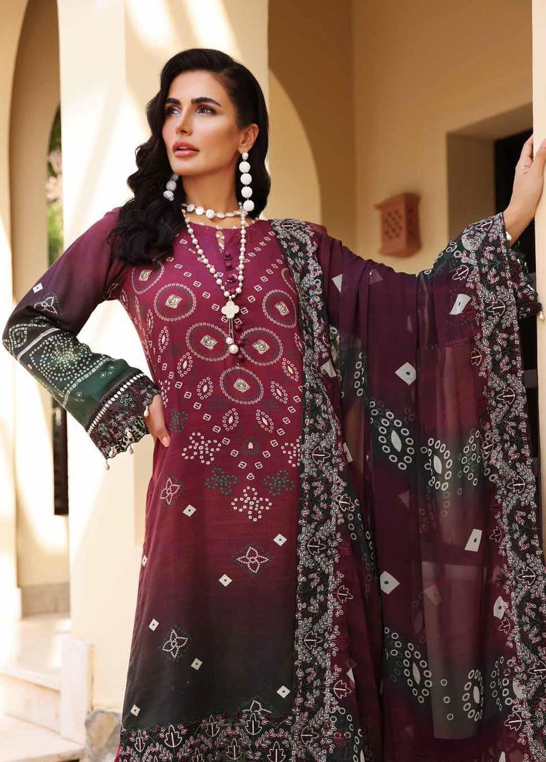 Gardenia By Nureh Embroidered Linen Suits Unstitched 3 Piece NU22LN NSG-66 - Winter Collection