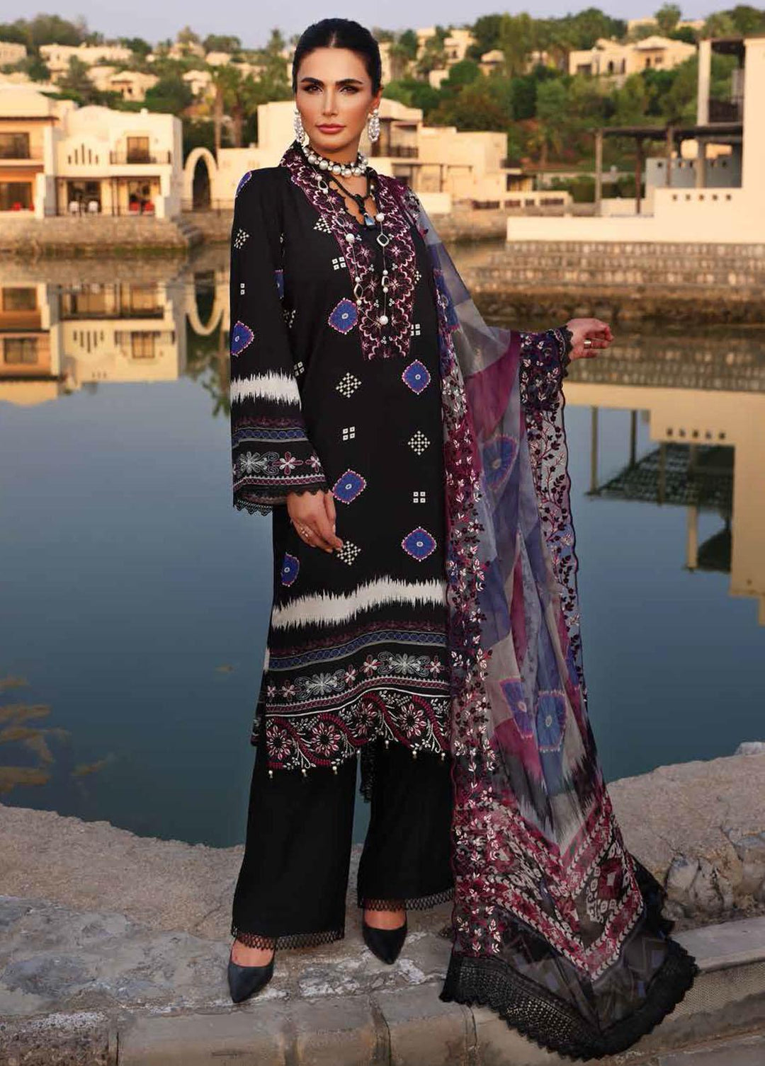 Gardenia By Nureh Embroidered Linen Suits Unstitched 3 Piece NU22LN NSG-74 - Winter Collection