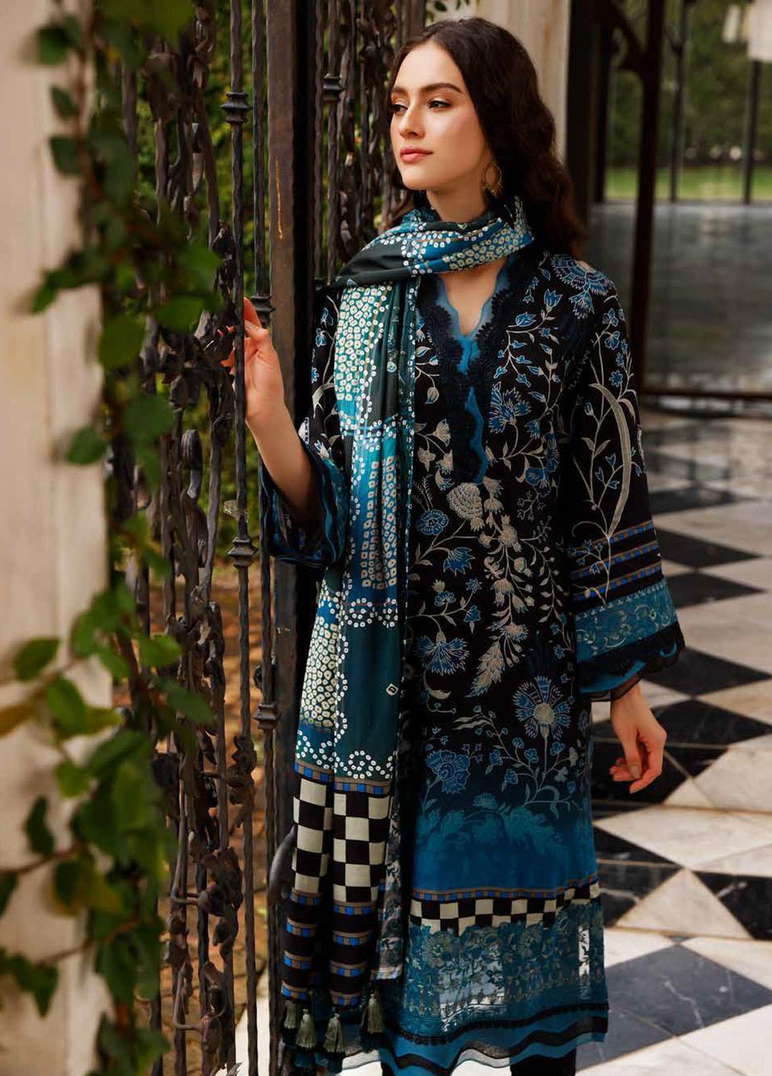 Gardenia By Nureh Embroidered Linen Suits Unstitched 3 Piece NU22GE NWG-83 - Winter Collection
