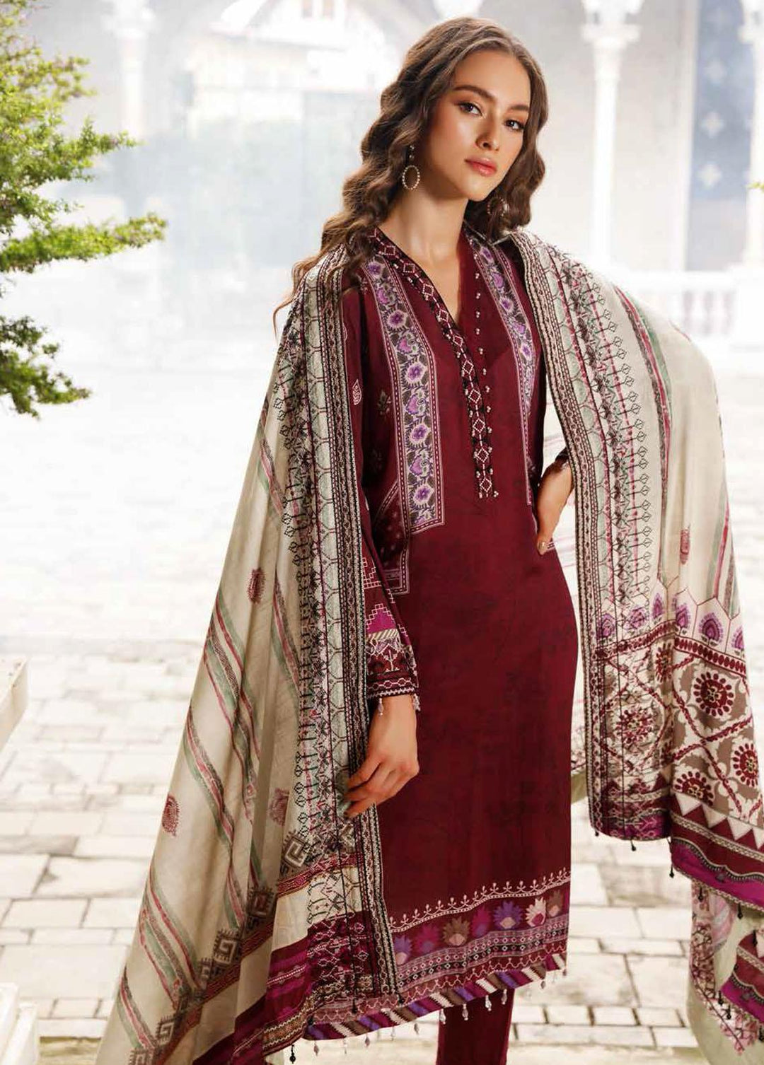 Gardenia By Nureh Embroidered Linen Suits Unstitched 3 Piece NU22GE NWG-84 - Winter Collection