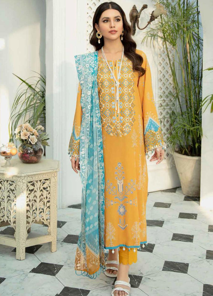 Nureh Embroidered Lawn Suits Unstitched 3 Piece NU22GN D-35 - Summer Collection