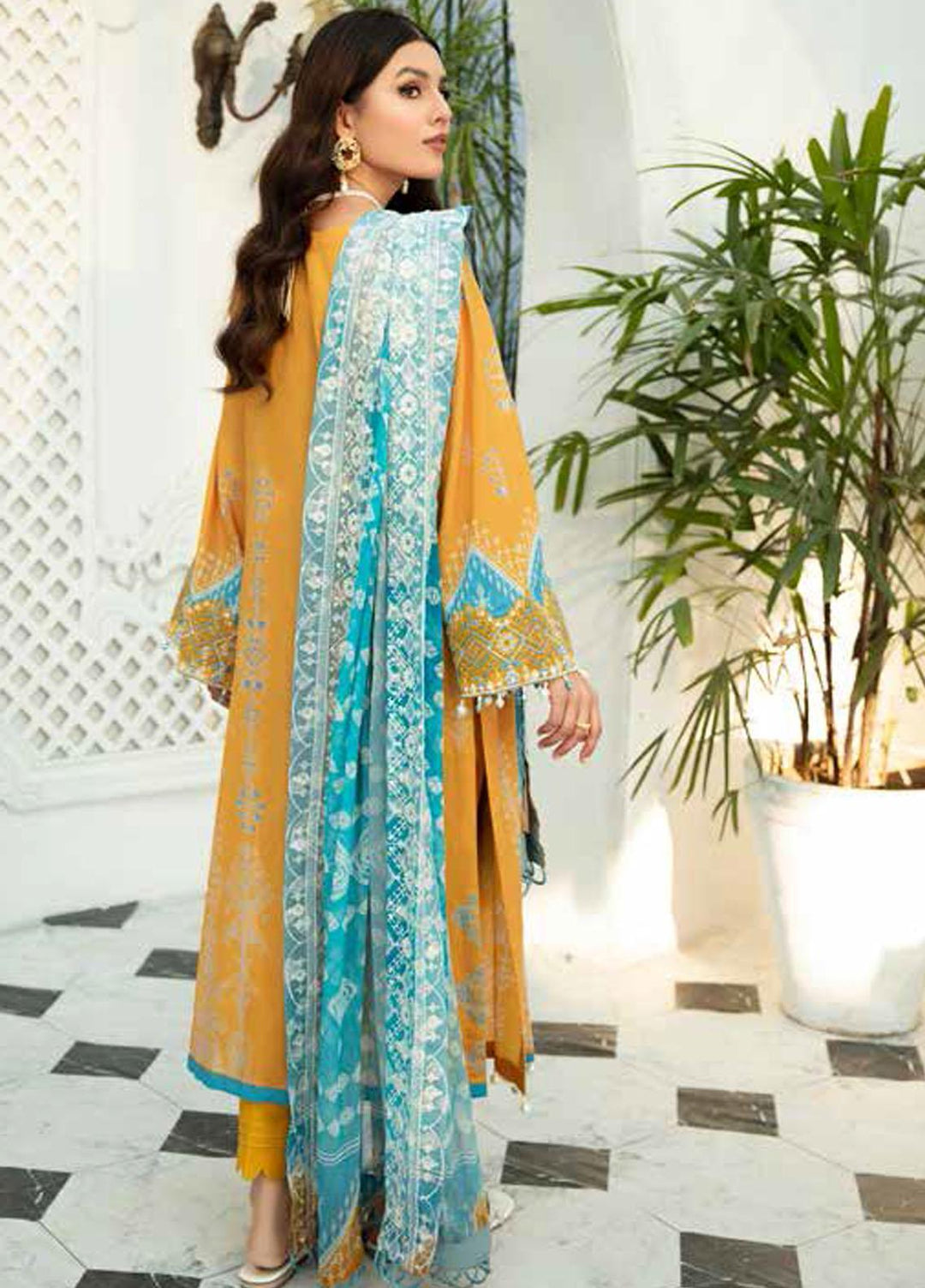Nureh Embroidered Lawn Suits Unstitched 3 Piece NU22GN D-35 - Summer Collection