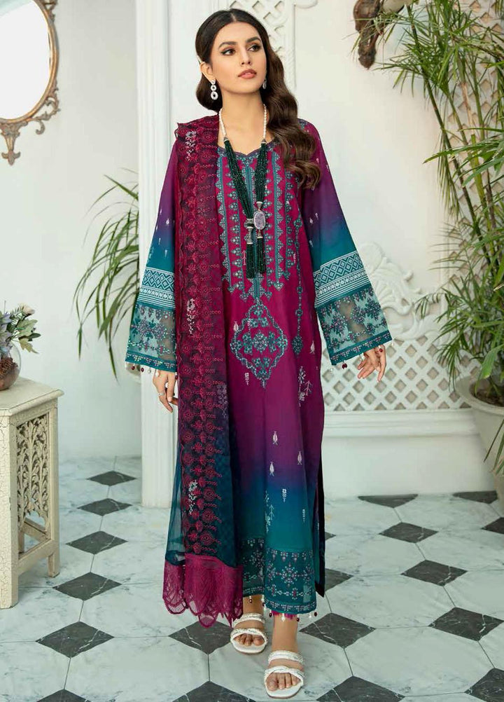 Nureh Embroidered Lawn Suits Unstitched 3 Piece NU22GN D-37 - Summer Collection