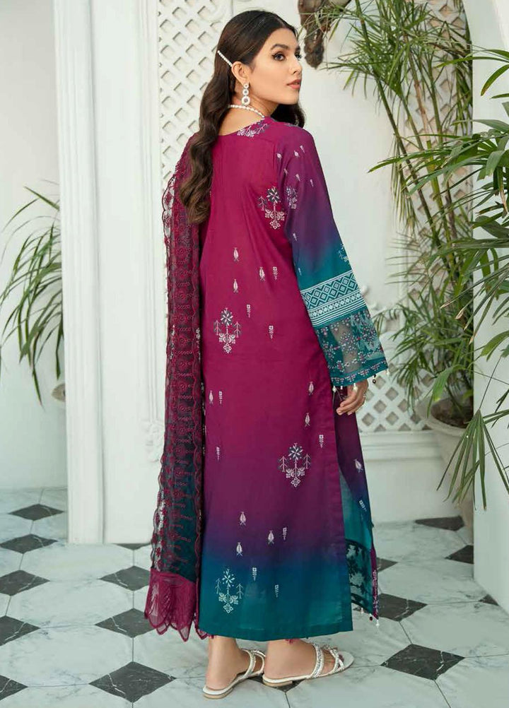 Nureh Embroidered Lawn Suits Unstitched 3 Piece NU22GN D-37 - Summer Collection