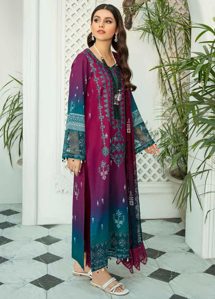 Nureh Embroidered Lawn Suits Unstitched 3 Piece NU22GN D-37 - Summer Collection