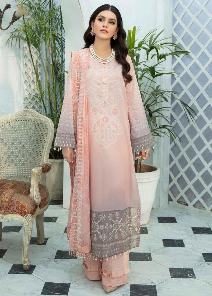 Nureh Embroidered Lawn Suits Unstitched 3 Piece NU22GN D-38 - Summer Collection