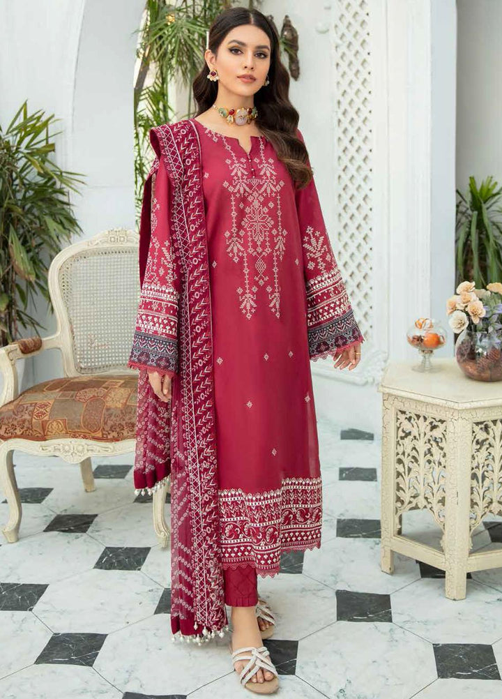 Nureh Embroidered Lawn Suits Unstitched 3 Piece NU22GN D-39 - Summer Collection