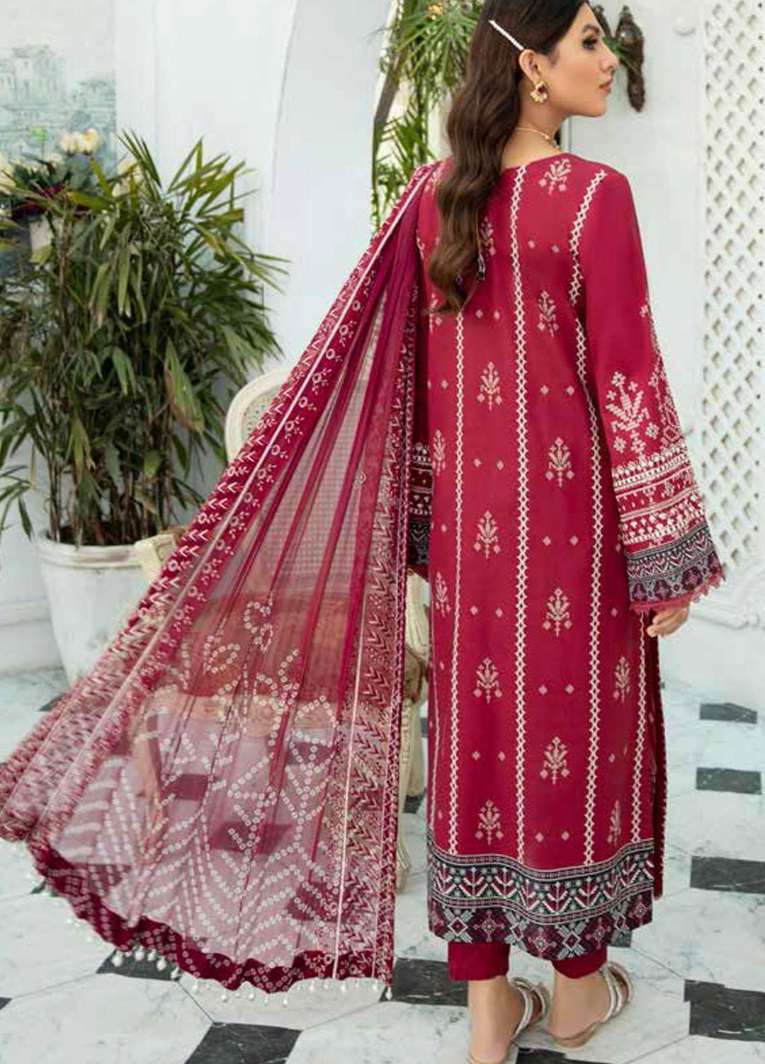 Nureh Embroidered Lawn Suits Unstitched 3 Piece NU22GN D-39 - Summer Collection