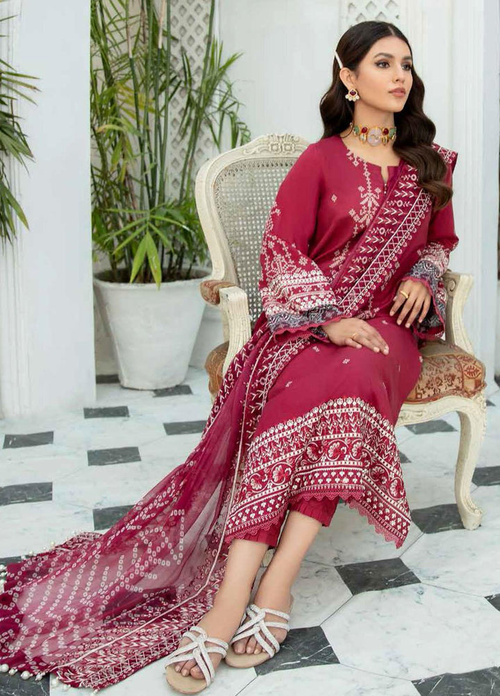 Nureh Embroidered Lawn Suits Unstitched 3 Piece NU22GN D-39 - Summer Collection