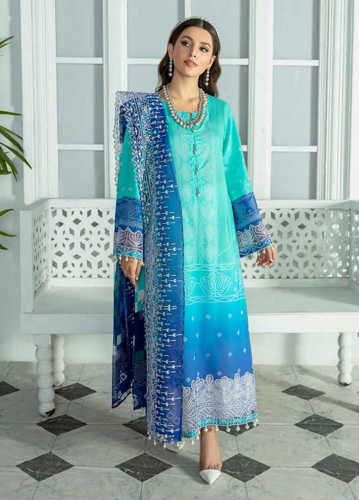 Nureh Embroidered Lawn Suits Unstitched 3 Piece NU22GN D-40 - Summer Collection