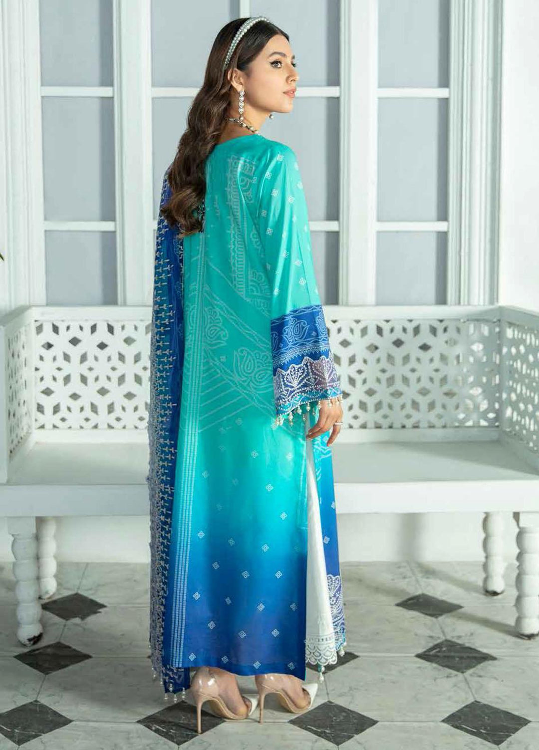 Nureh Embroidered Lawn Suits Unstitched 3 Piece NU22GN D-40 - Summer Collection