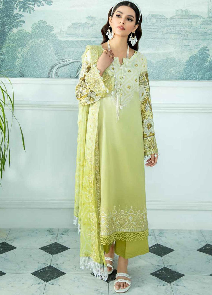 Nureh Embroidered Lawn Suits Unstitched 3 Piece NU22GN D-41 - Summer Collection