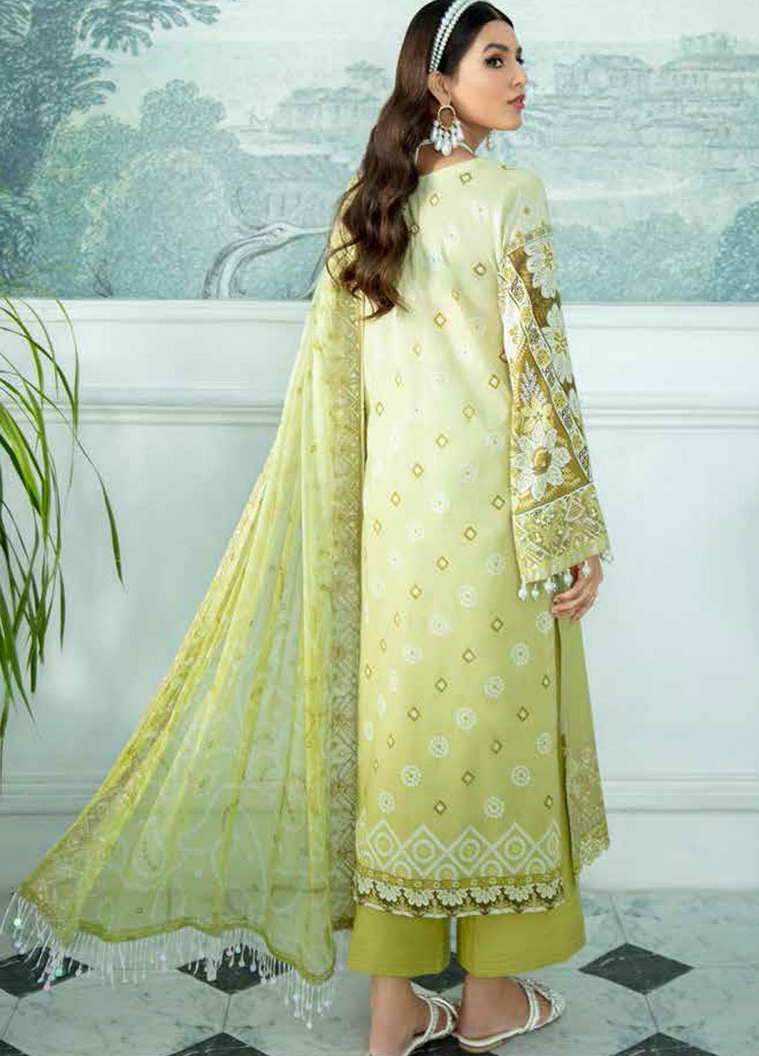 Nureh Embroidered Lawn Suits Unstitched 3 Piece NU22GN D-41 - Summer Collection