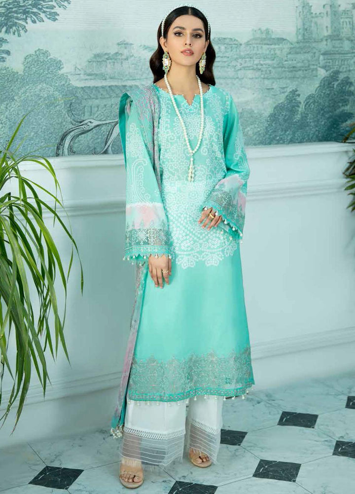 Nureh Embroidered Lawn Suits Unstitched 3 Piece NU22GN D-42 - Summer Collection