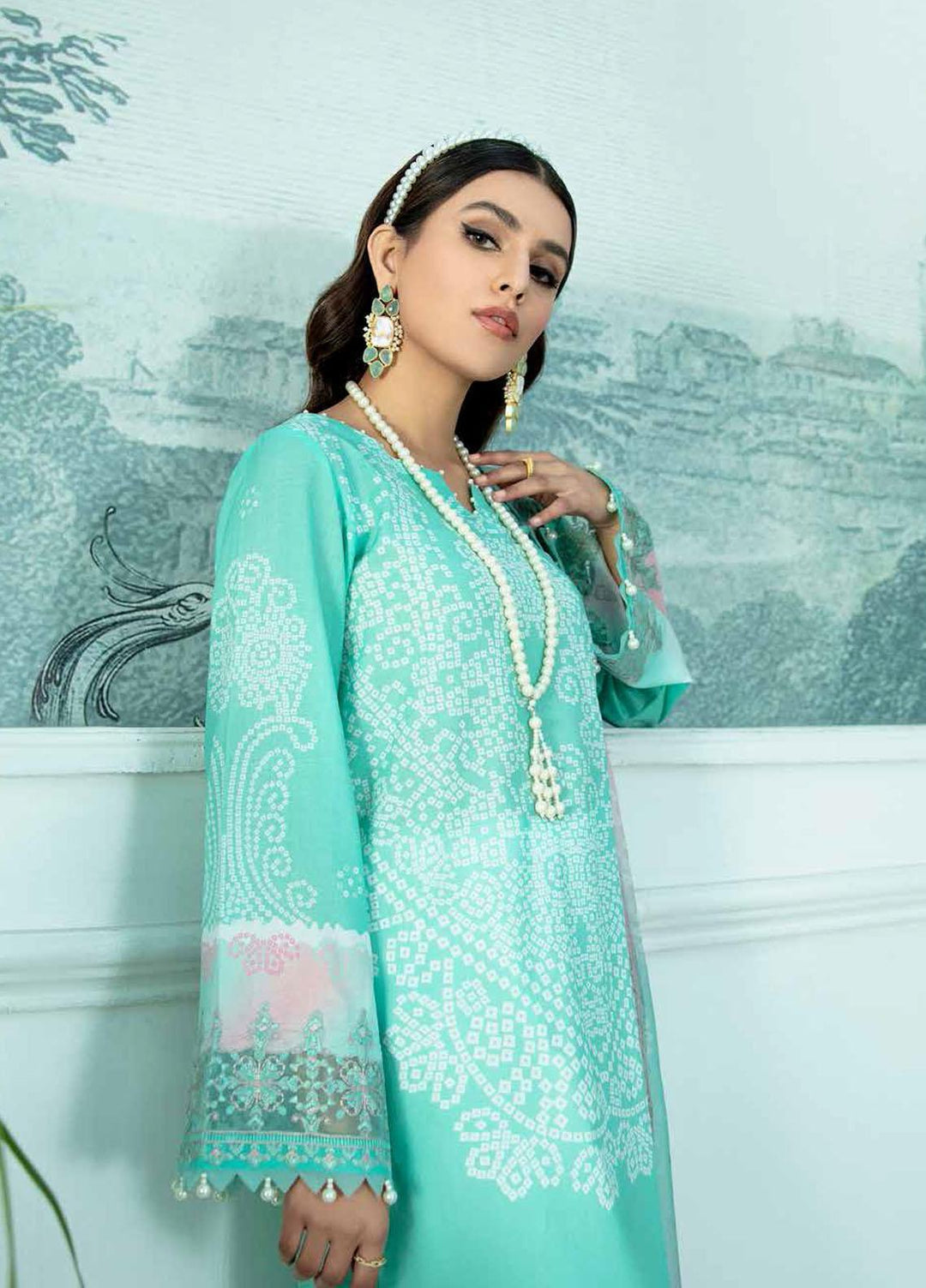 Nureh Embroidered Lawn Suits Unstitched 3 Piece NU22GN D-42 - Summer Collection