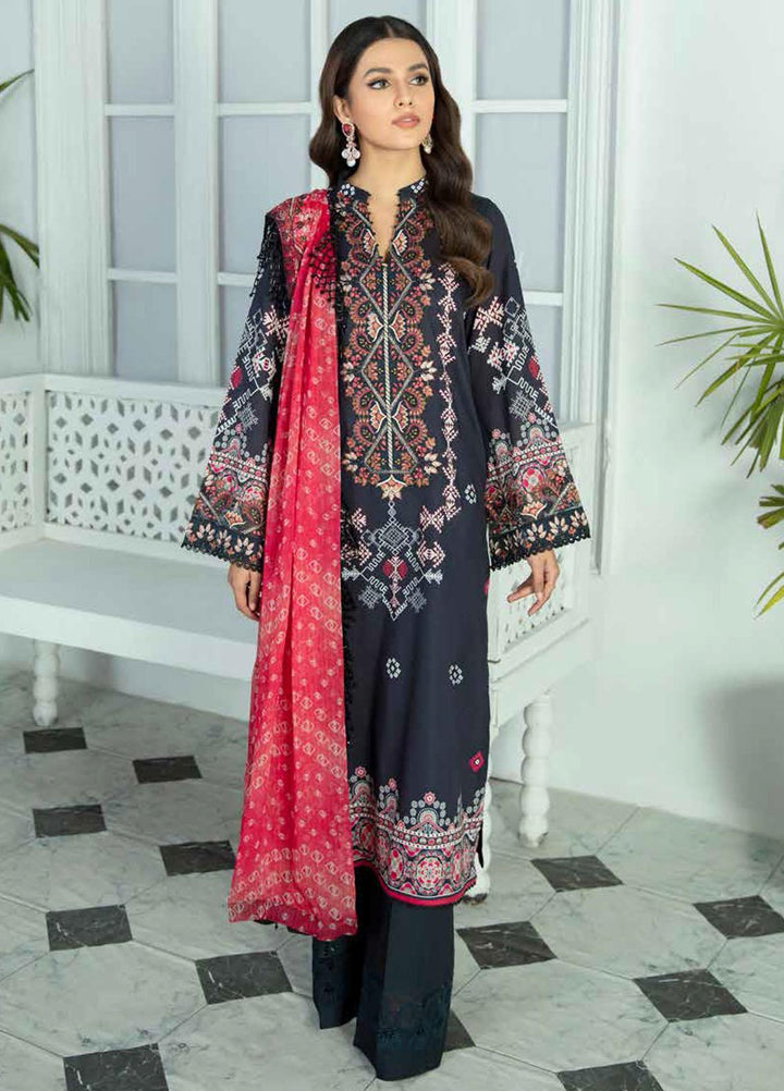 Nureh Embroidered Lawn Suits Unstitched 3 Piece NU22GN D-43 - Summer Collection