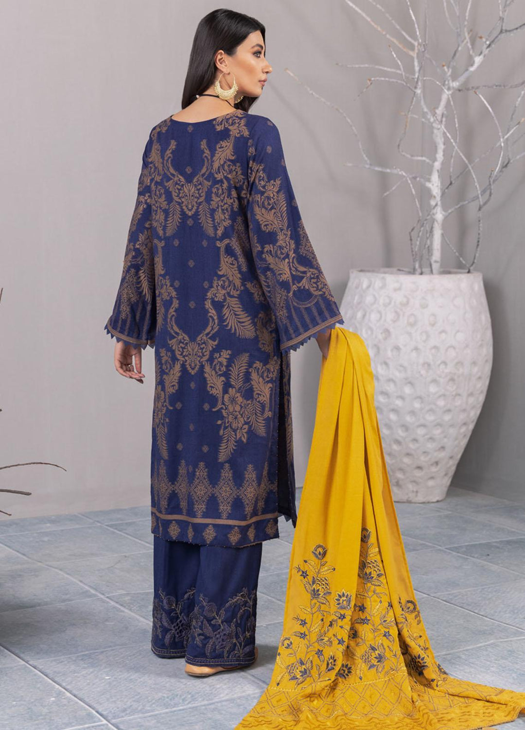 Nureh Embroidered Jacquard Leather Peach Suits Unstitched 3 Piece NU21JL J-01 - Winter Collection