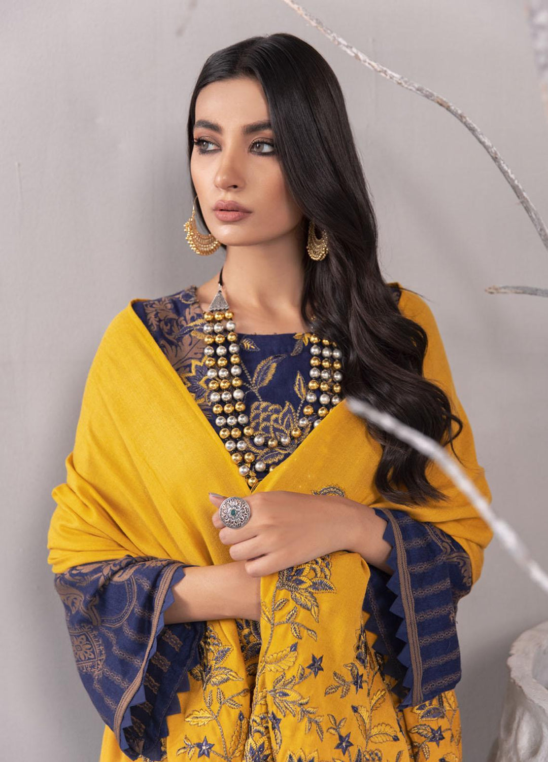 Nureh Embroidered Jacquard Leather Peach Suits Unstitched 3 Piece NU21JL J-01 - Winter Collection