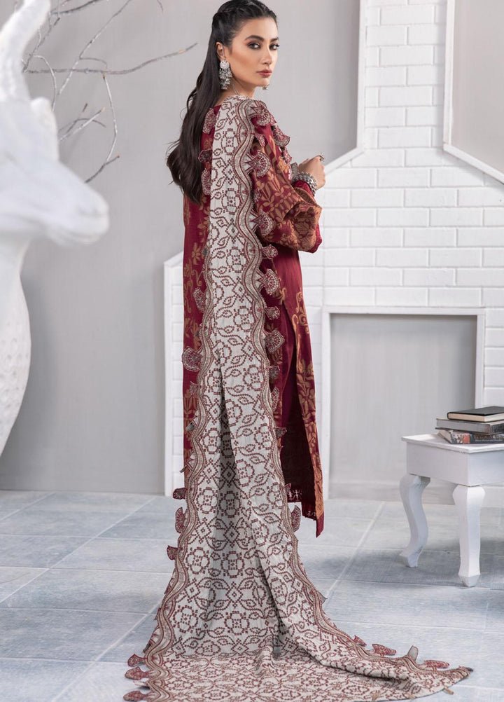 Nureh Embroidered Jacquard Leather Peach Suits Unstitched 3 Piece NU21JL J-02 - Winter Collection