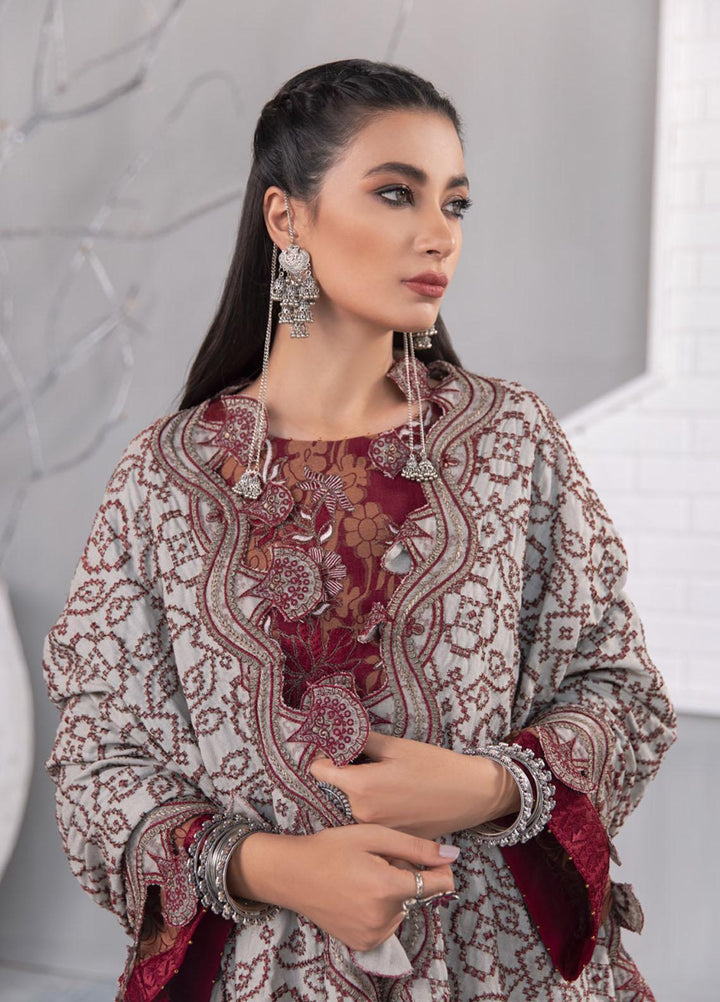 Nureh Embroidered Jacquard Leather Peach Suits Unstitched 3 Piece NU21JL J-02 - Winter Collection