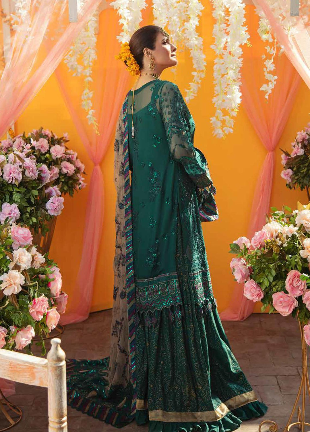 Nureh Embroidered Chiffon Suits Unstitched 3 Piece NU21JM NL-20 Mahgul - Luxury Formals Collection