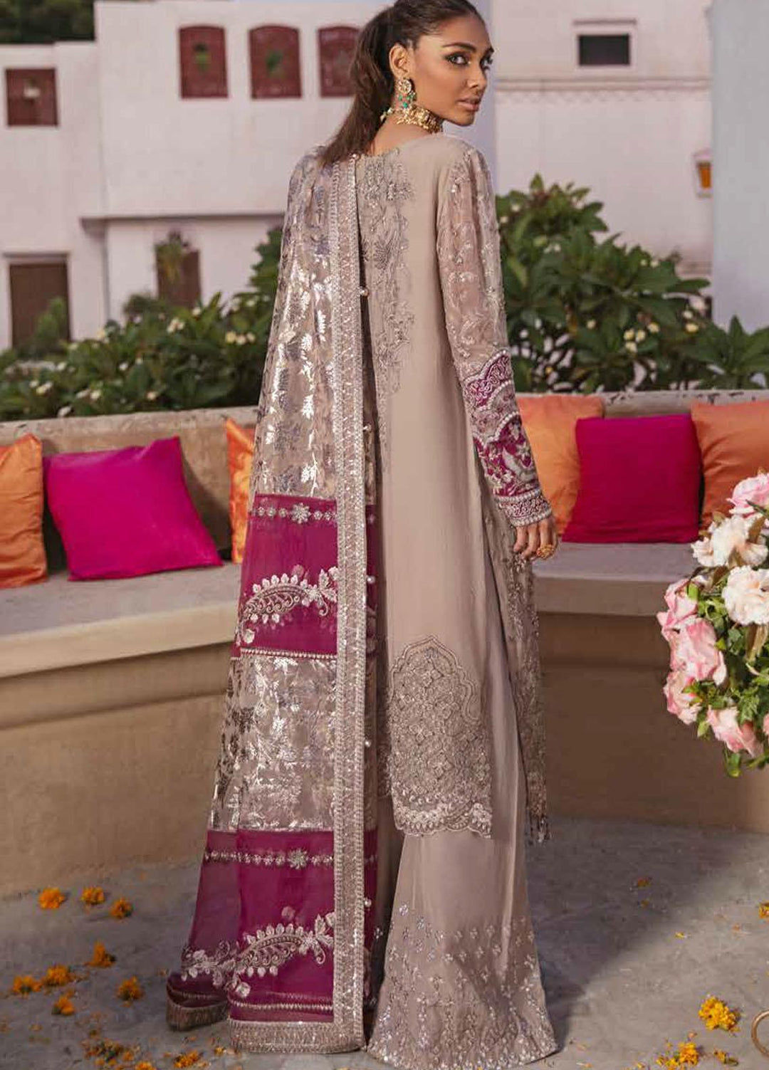 Nureh Embroidered Chiffon Suits Unstitched 3 Piece NU21JM NL-23 Bano - Luxury Formals Collection