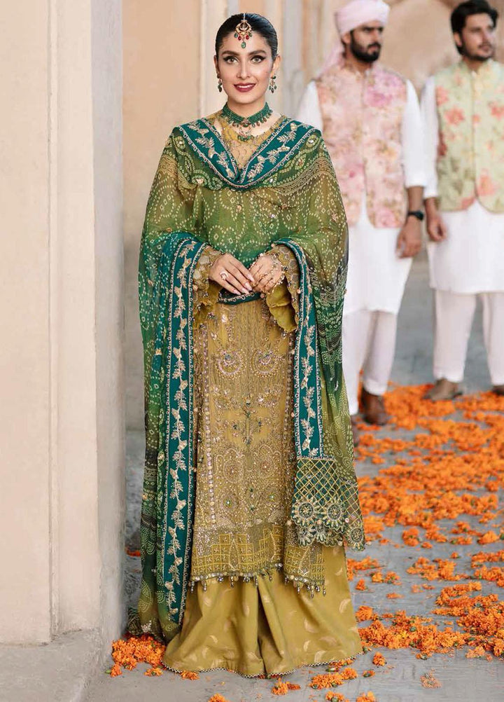 Jhoomro By Nureh Embroidered Chiffon Suits Unstitched 4 Piece NU22JH NL-33 Chunri - Luxury Wedding Collection