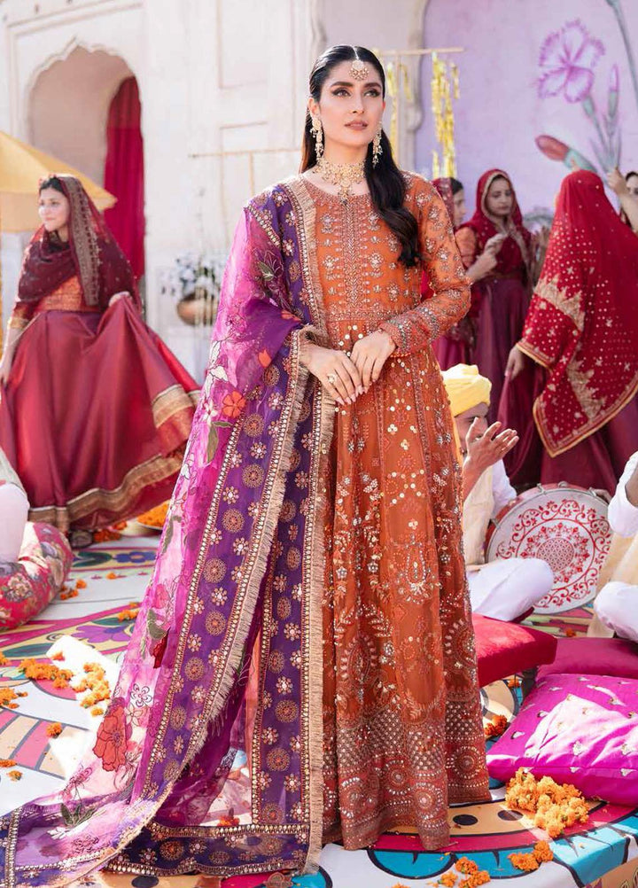 Jhoomro By Nureh Embroidered Organza Suits Unstitched 4 Piece NU22JH NL-36 Naubahar - Luxury Wedding Collection