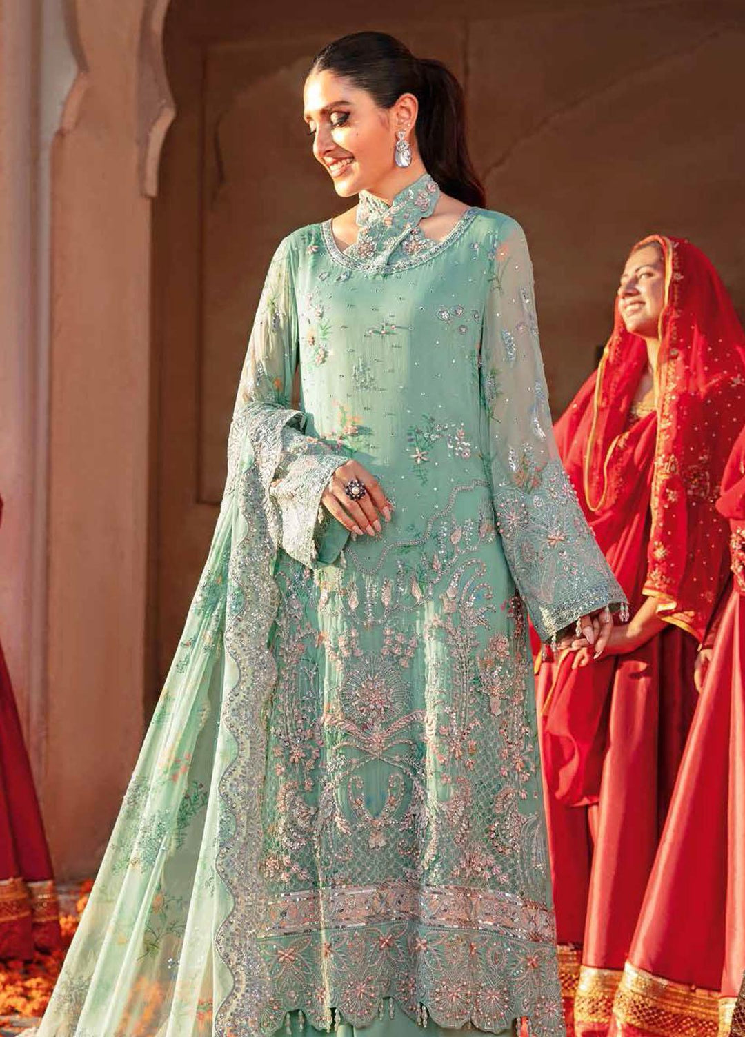 Jhoomro By Nureh Embroidered Chiffon Suits Unstitched 4 Piece NU22JH NL-39 Zohra - Luxury Wedding Collection
