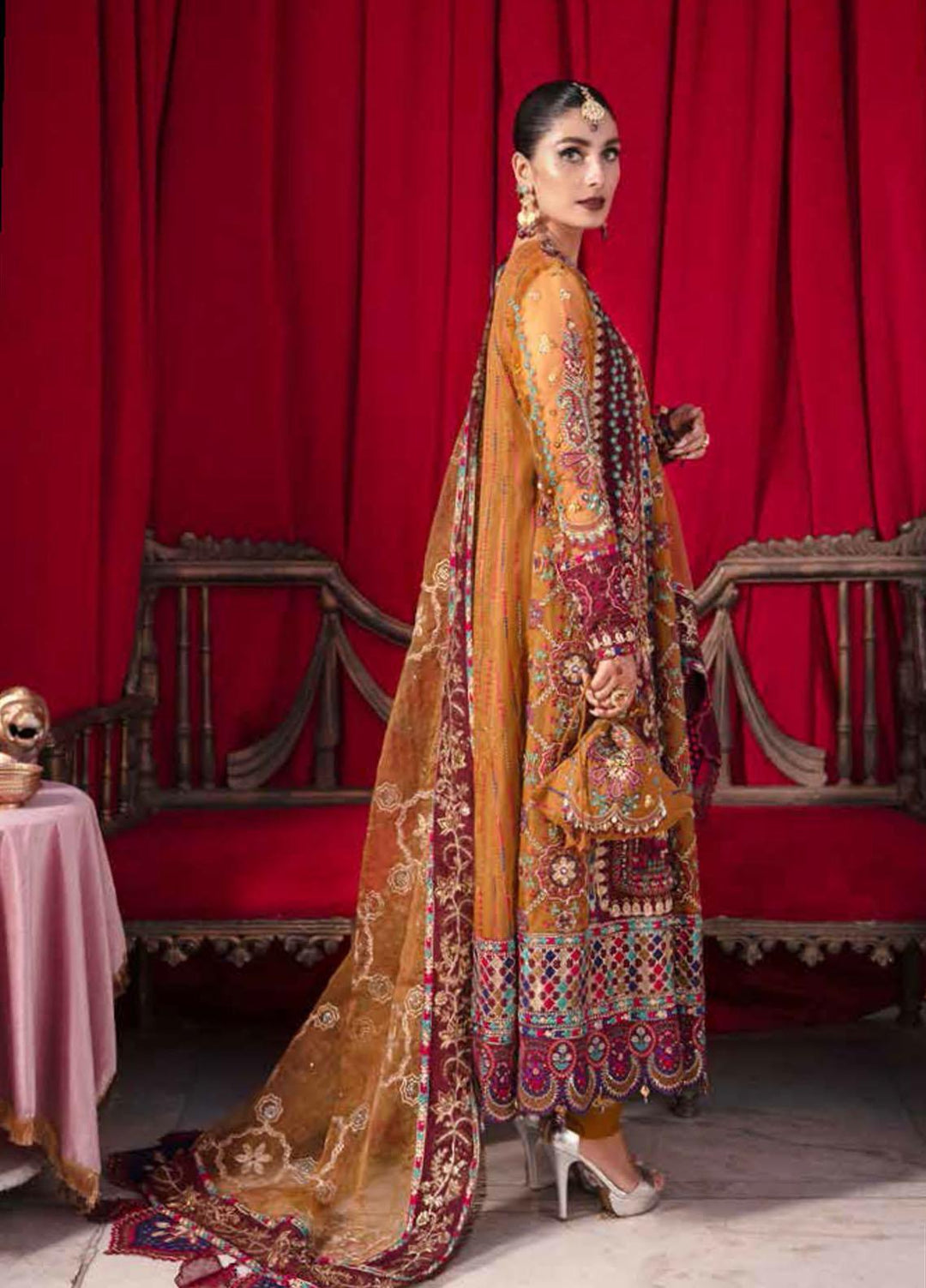 Jhoomro By Nureh Embroidered Organza Suits Unstitched 4 Piece NU22JH NL-40 Gulshan - Luxury Wedding Collection