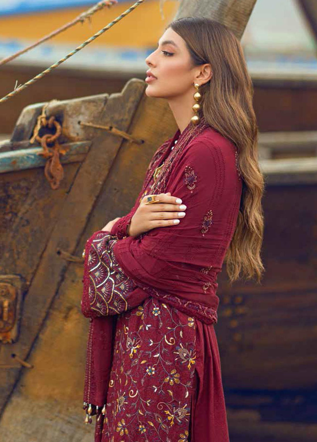 Karavan By Nureh Embroidered Karandi Suits Unstitched 3 Piece NU22KK NW 54 - Winter Collection