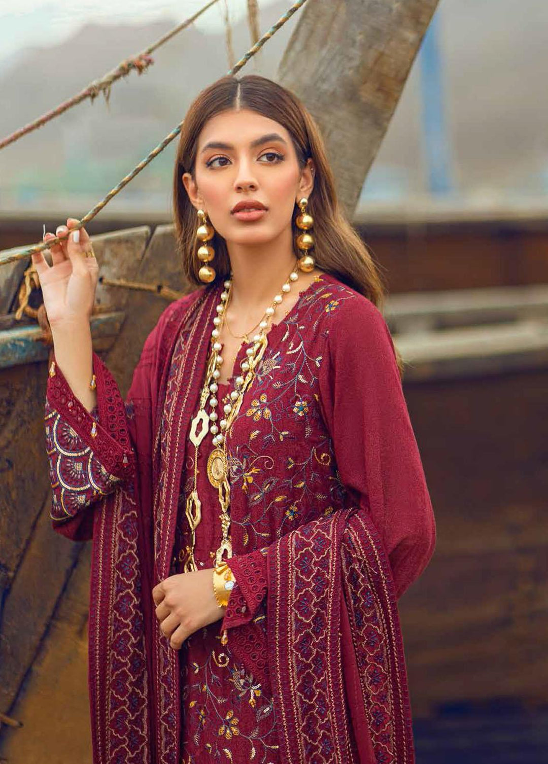 Karavan By Nureh Embroidered Karandi Suits Unstitched 3 Piece NU22KK NW 54 - Winter Collection