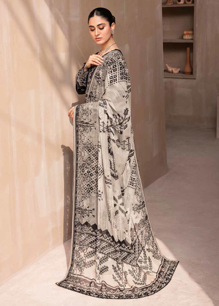 Koyal By Nureh Embroidered Lawn Suits Unstitched 3 Piece NU22K NM-01 - Black & White Collection