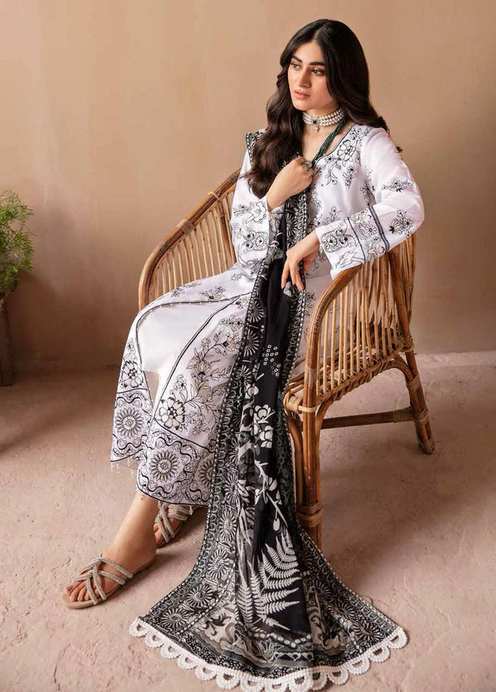 Koyal By Nureh Embroidered Lawn Suits Unstitched 3 Piece NU22K NM-03 - Black & White Collection