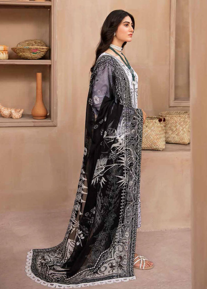 Koyal By Nureh Embroidered Lawn Suits Unstitched 3 Piece NU22K NM-03 - Black & White Collection