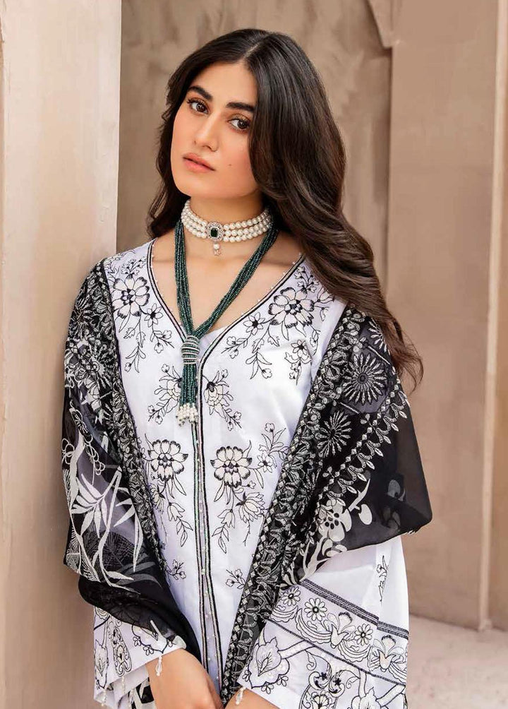 Koyal By Nureh Embroidered Lawn Suits Unstitched 3 Piece NU22K NM-03 - Black & White Collection