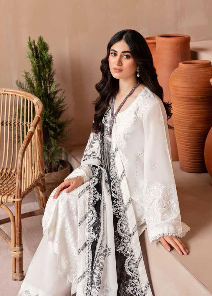 Koyal By Nureh Embroidered Lawn Suits Unstitched 3 Piece NU22K NM-06 - Black & White Collection