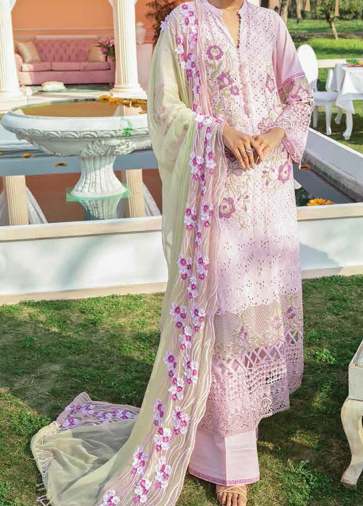 Nureh Embroidered Lawn Suits Unstitched 3 Piece NU21L 05 Flamingo Dreams - Luxury Collection