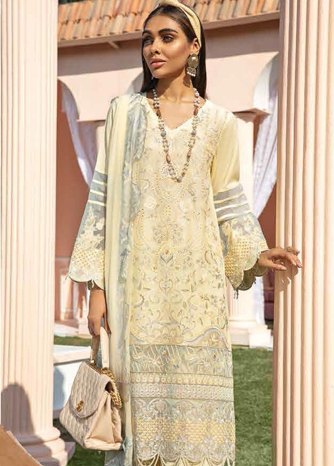 Nureh Embroidered Lawn Suits Unstitched 3 Piece NU21L 08 Aloha - Luxury Collection