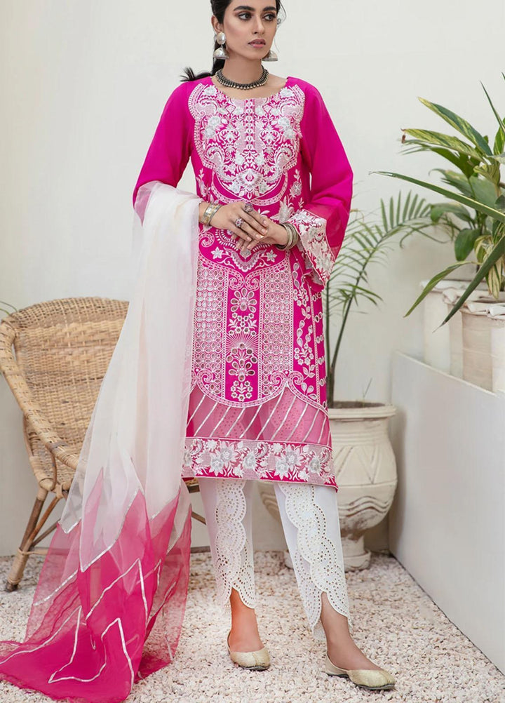 Nureh Embroidered Lawn Stitched Kurti NU21E 75 Gulab Mehal