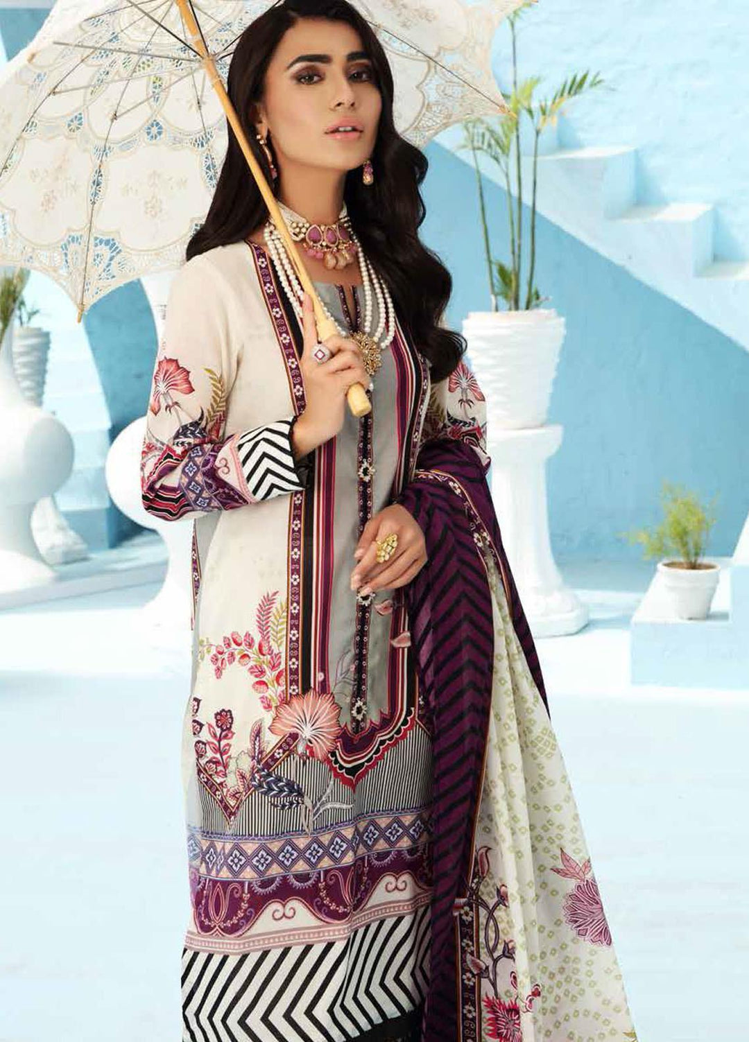 Nureh Printed Lawn Suits Unstitched 3 Piece NU21S SP-09 Abroo - Summer Collection