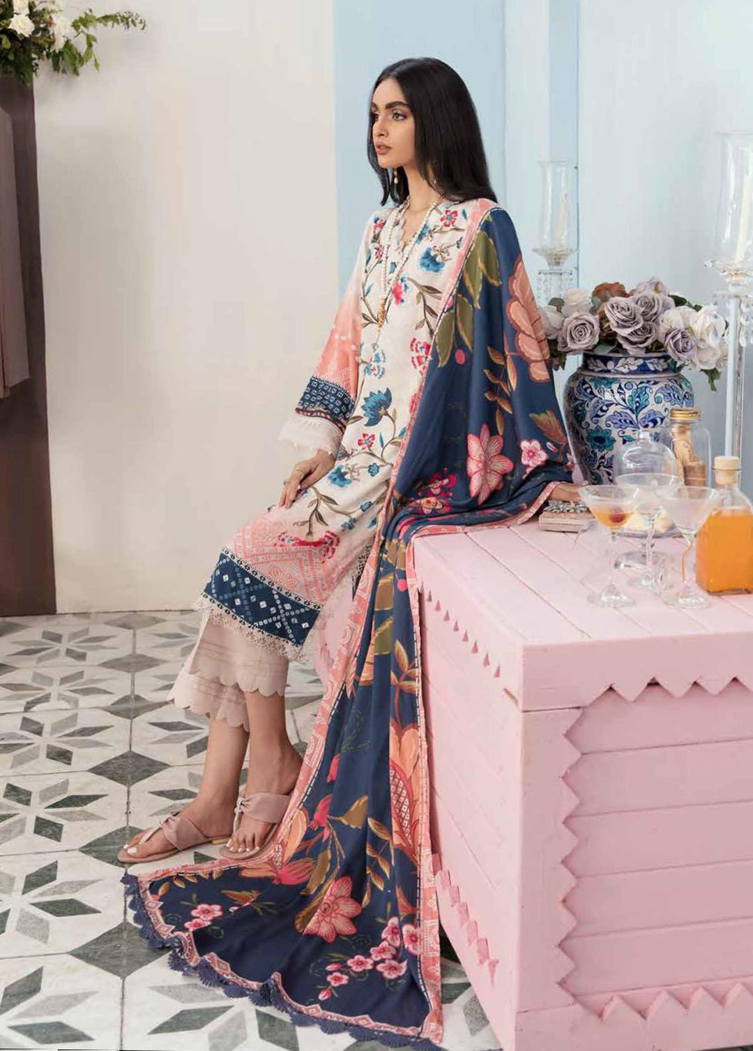 Nureh Printed Marina Suits Unstitched 3 Piece NU22FW SP-19 - Winter Collection