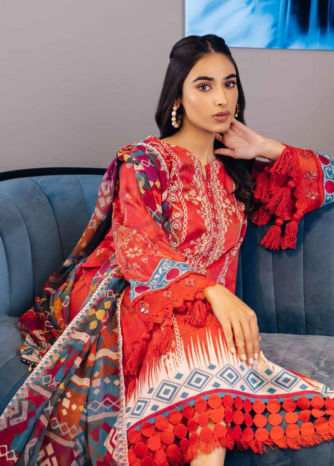 Nureh Printed Lawn Suits Unstitched 3 Piece NU23S SP-40 - Summer Collection