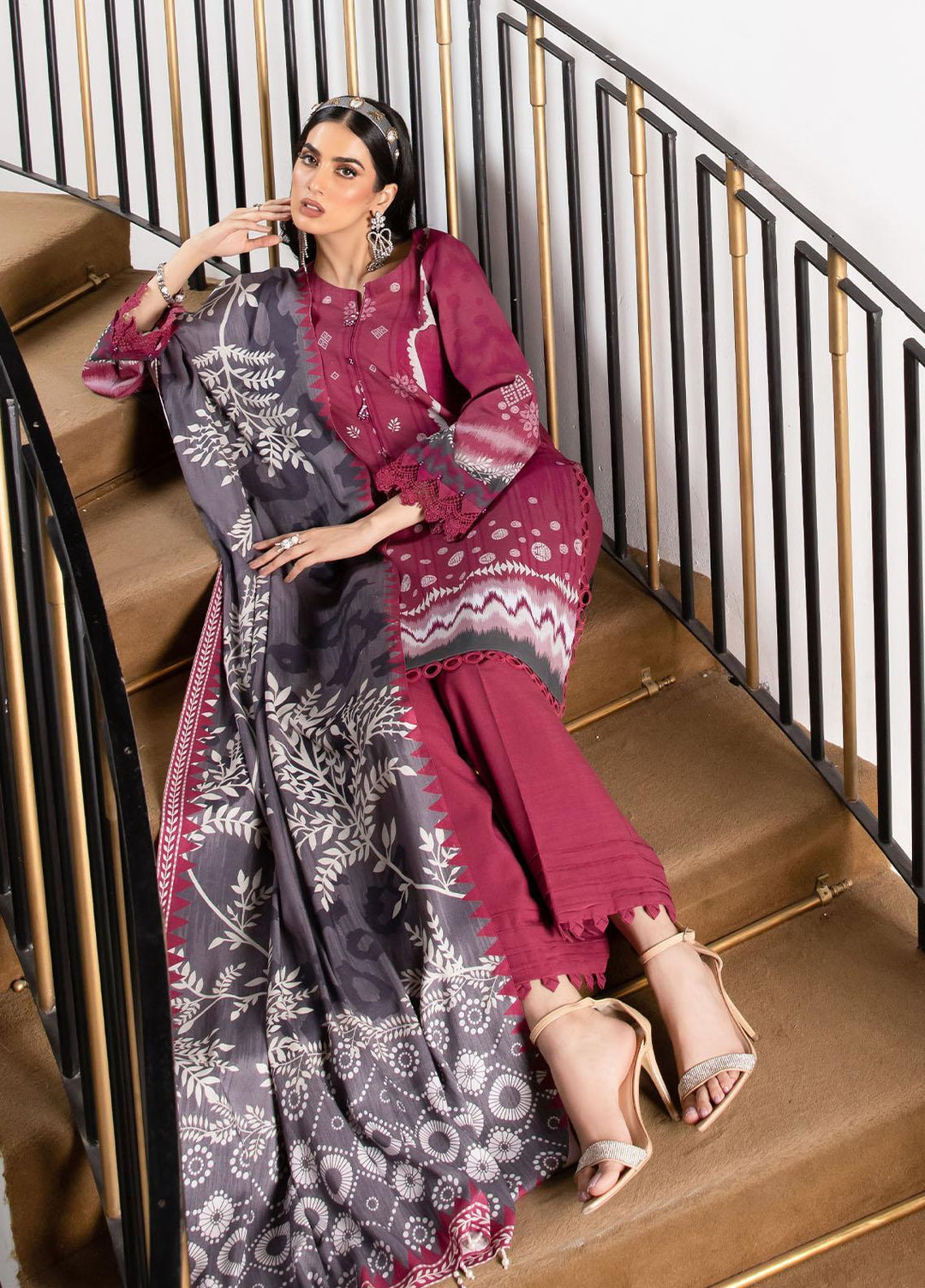 Signature Prints By Nureh Printed Khaddar Suits Unstitched 3 Piece NU22PK SP-34 - Winter Collection