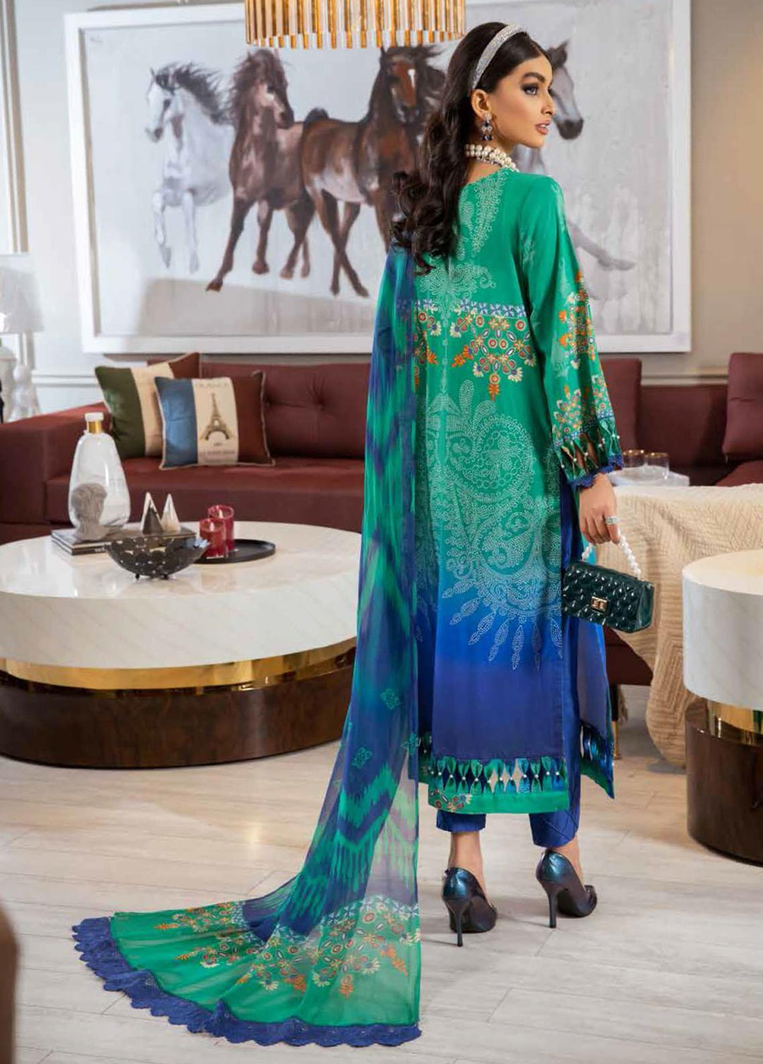 Signature Prints By Nureh Printed Lawn Suits Unstitched 3 Piece NU22SP SP-12 - Summer Collection