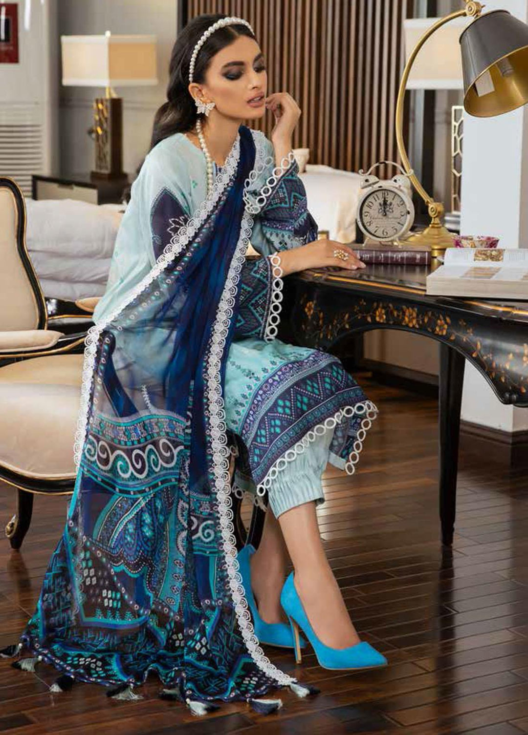 Signature Prints By Nureh Printed Lawn Suits Unstitched 3 Piece NU22SP SP-16 - Summer Collection