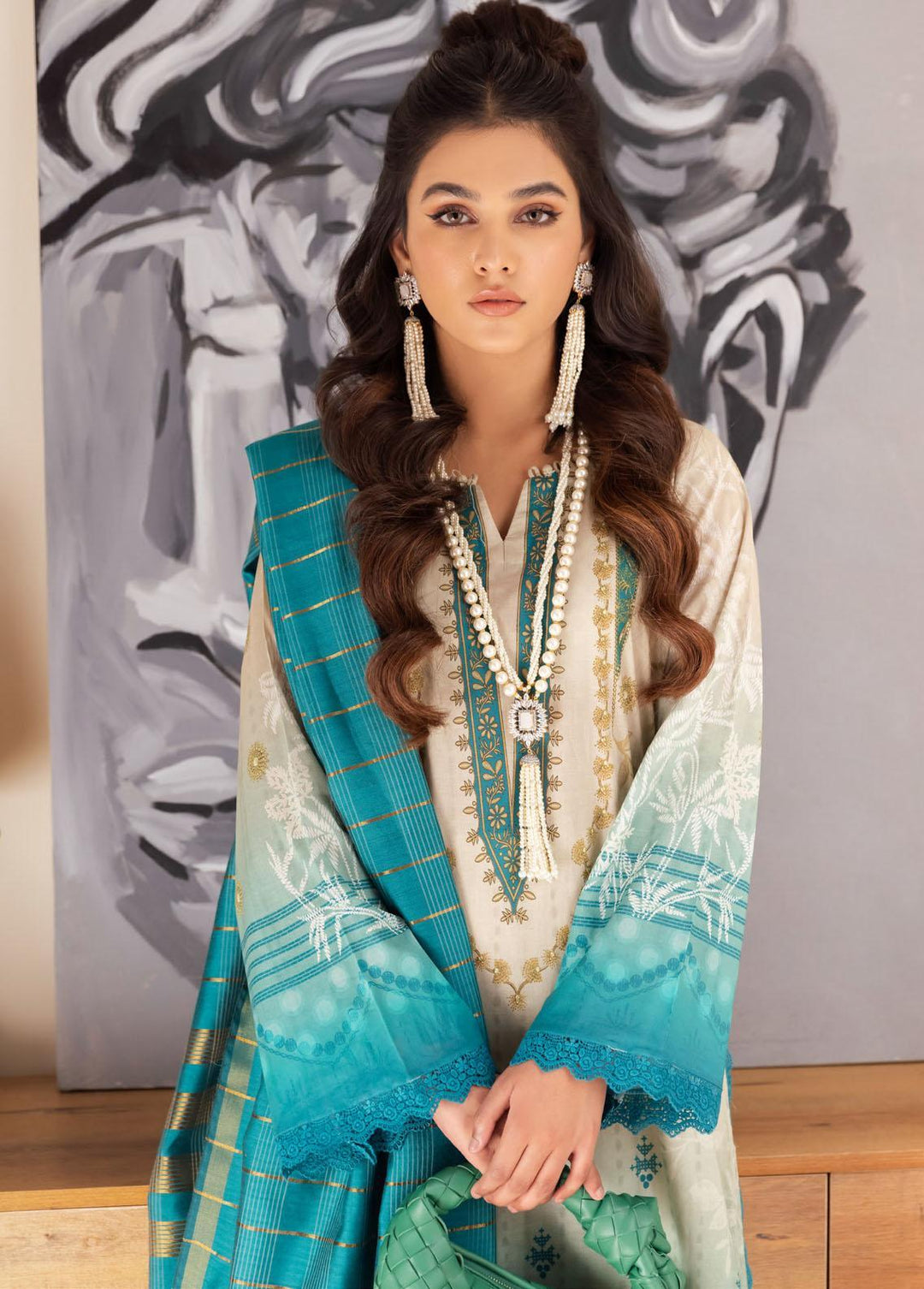 Nureh Printed Lawn Suits Unstitched 3 Piece NU23SP SP-44 - Summer Collection