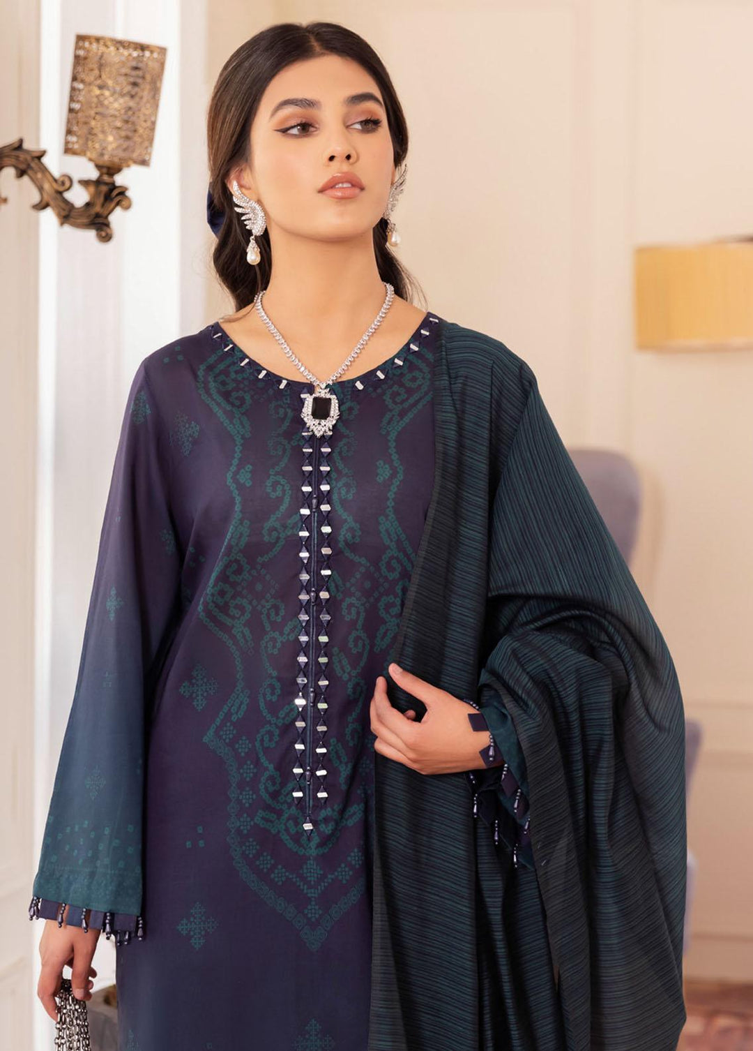 Nureh Printed Lawn Suits Unstitched 3 Piece NU23SP SP-45 - Summer Collection