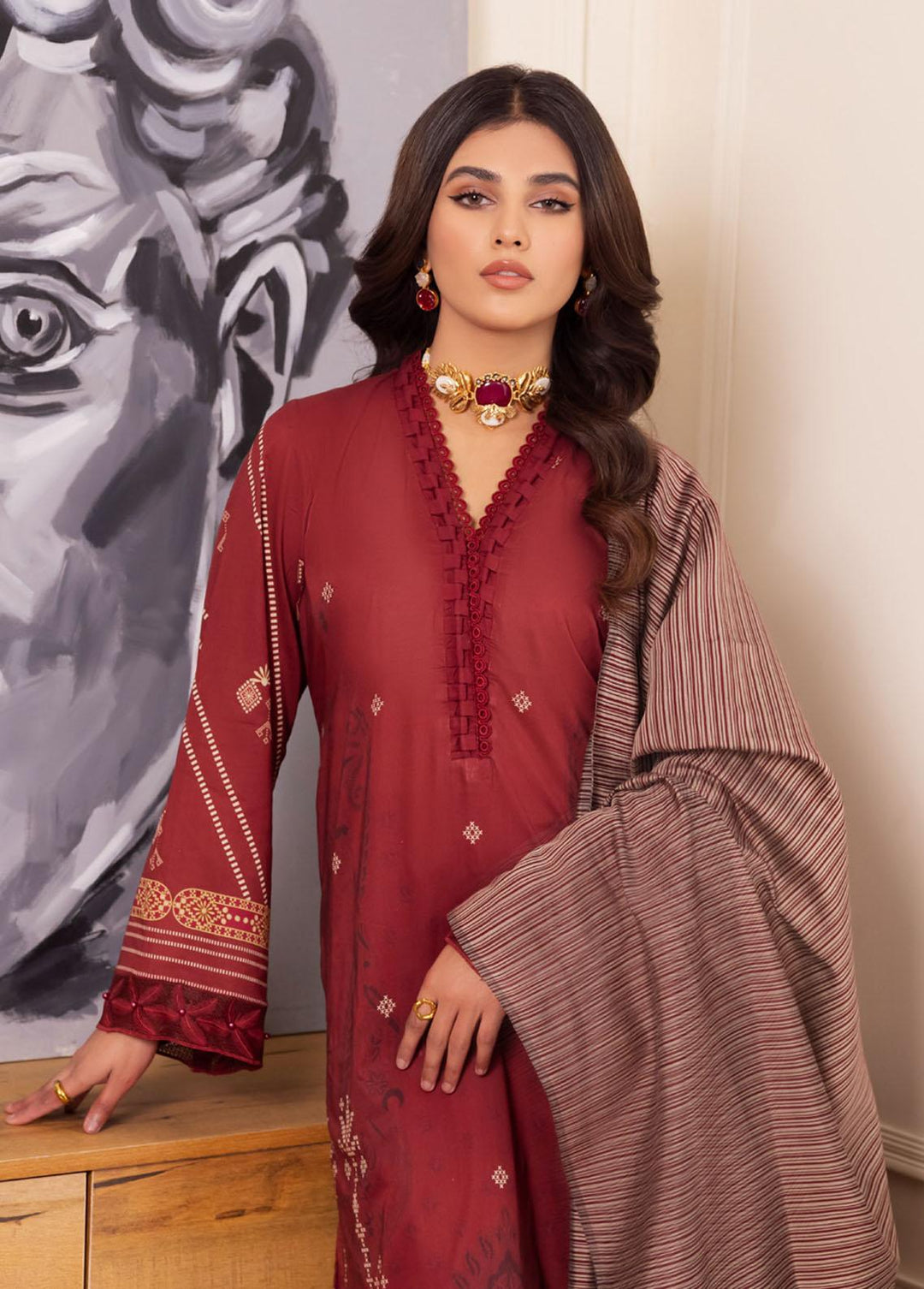 Nureh Printed Lawn Suits Unstitched 3 Piece NU23SP SP-47 - Summer Collection