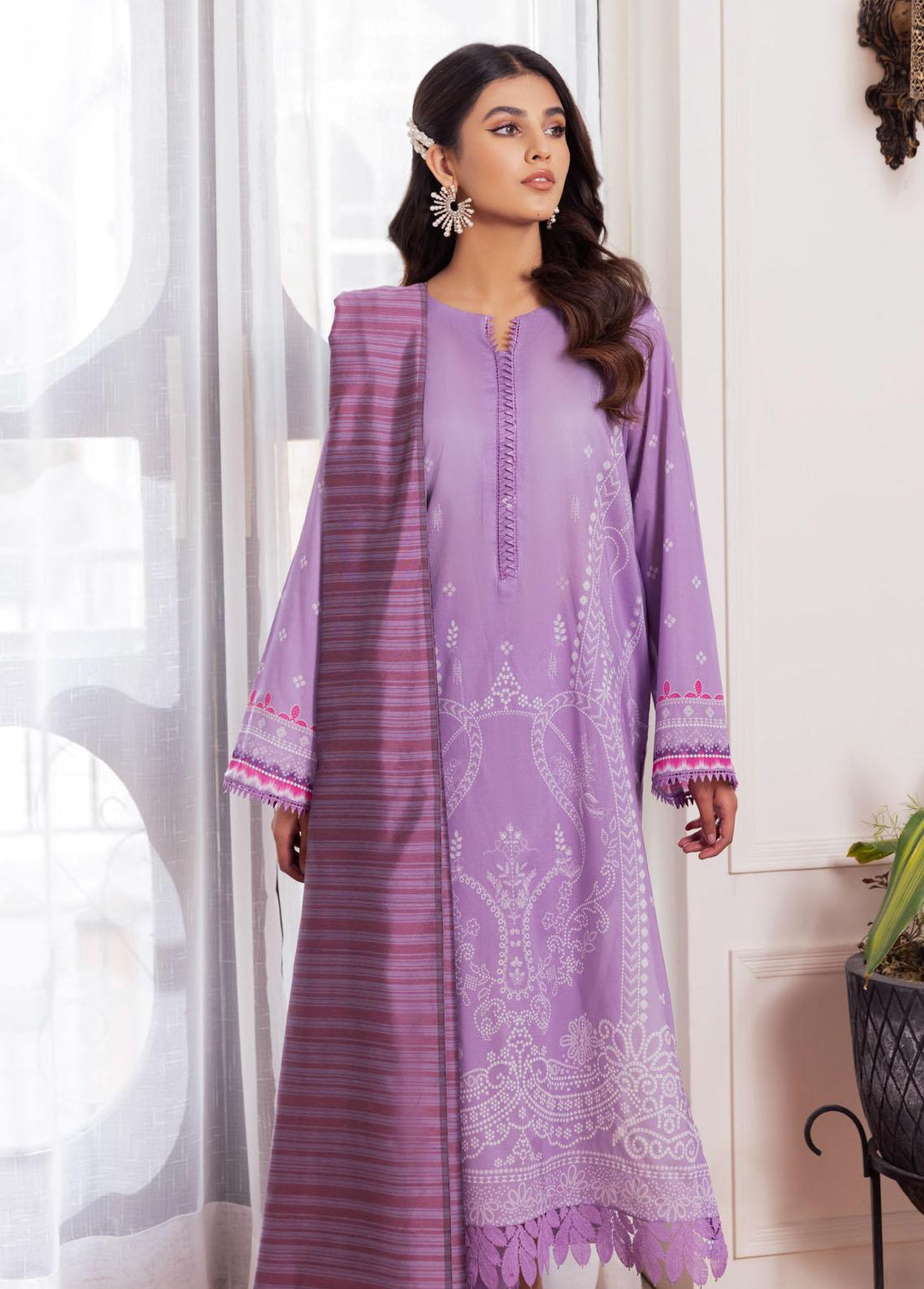 Nureh Printed Lawn Suits Unstitched 3 Piece NU23SP SP-48 - Summer Collection